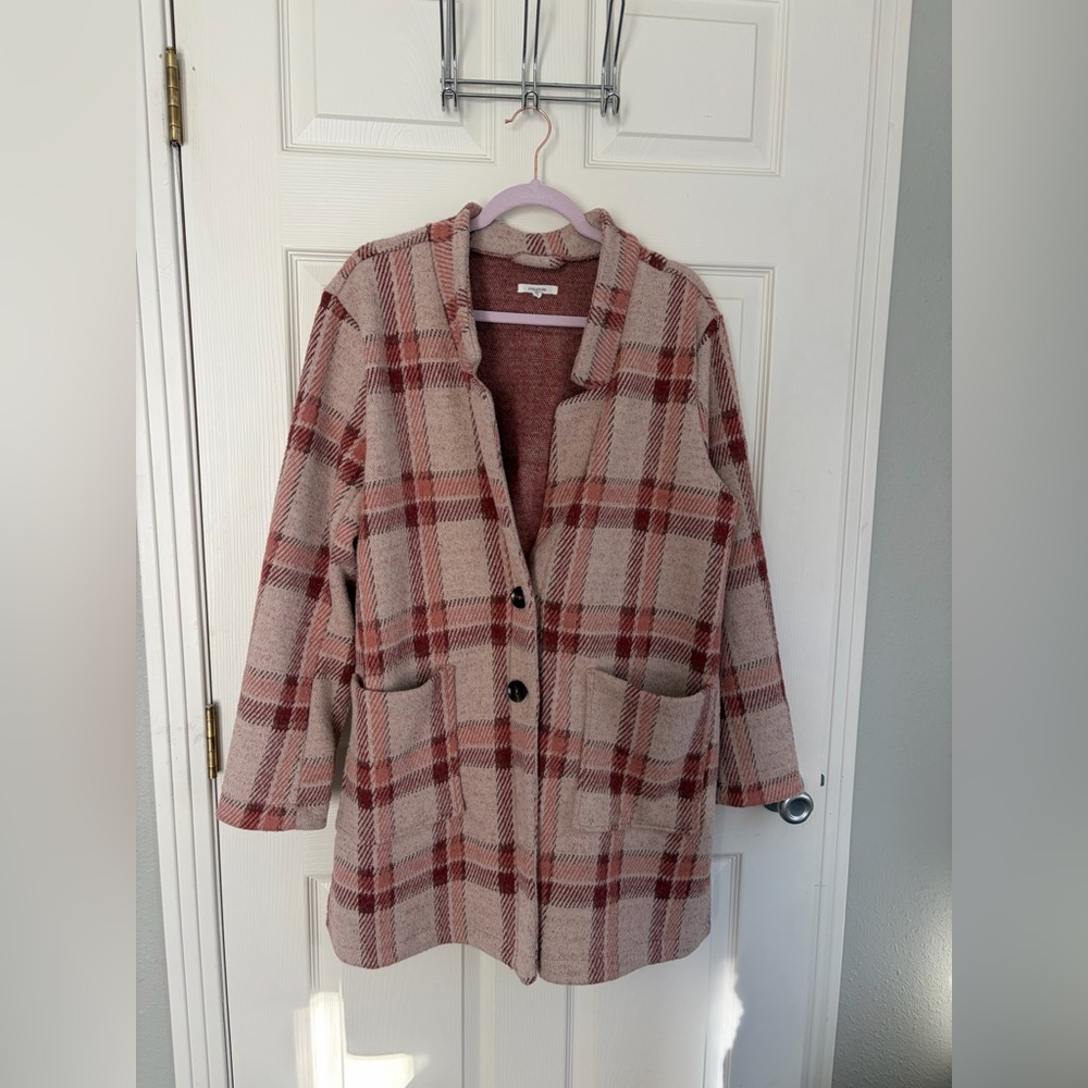 Maurices Plaid Coatigan Longline Open Front Cardigan Jacket – XL